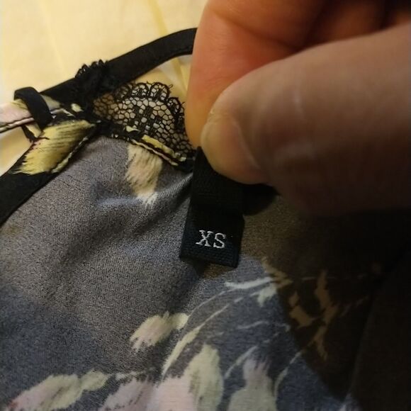 R13 Lace Back Slip Dress XS Black Pink Floral 100%Silk Lace Up Adjustable Strap - Picture 11 of 13